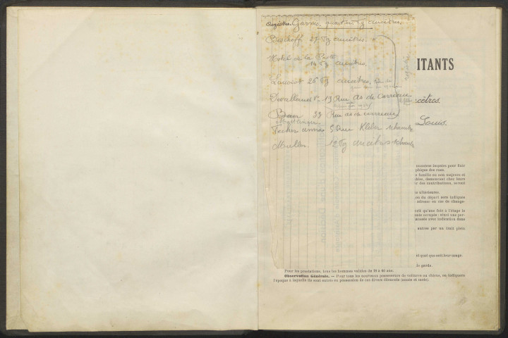 Recensements des habitants Faubourg des Ancêtres.