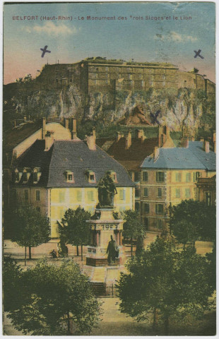 Belfort (Haut-Rhin), le monument des Trois Sièges et le Lion.