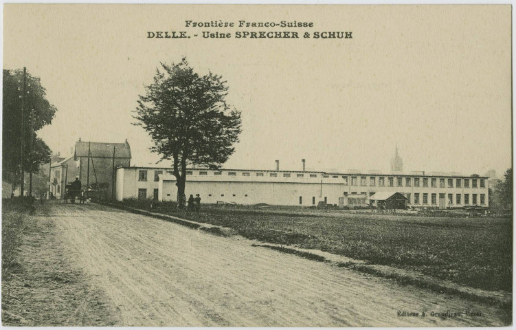 Frontière franco-suisse, Delle, usine Sprecher et Schuh.