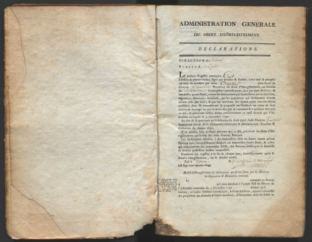 1er vendémiaire an VI 1er germinal an VII