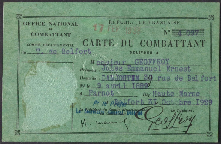 GEOFFROY Jules Emmanuel Ernest