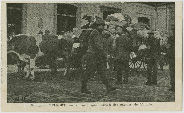Belfort, 20 août 1914, arrivée des paysans de Valdoie.
