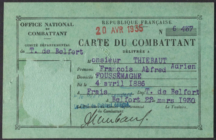 THIEBAUT François Alfred Adrien