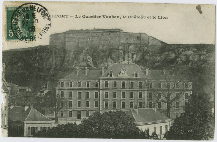 Belfort, quartier Vauban, le château et le Lion.