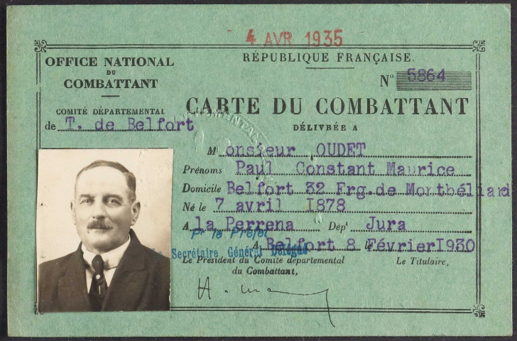 OUDET Paul Constant Maurice