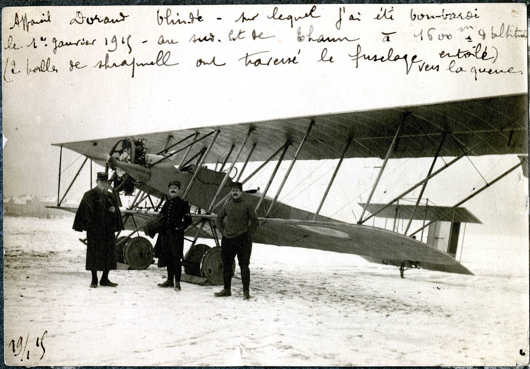 Belfort, Centre aéronautique militaire, Champ-de-Mars (Parc-à-Ballons), un avion de reconnaissance français, le 19 janvier 1915.