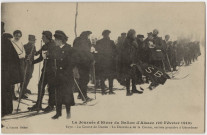 La journée d'hiver du Ballon d'Alsace (20 février 1910), la course de dames : la deuxième de la course, arrivée première à Gérardmer.