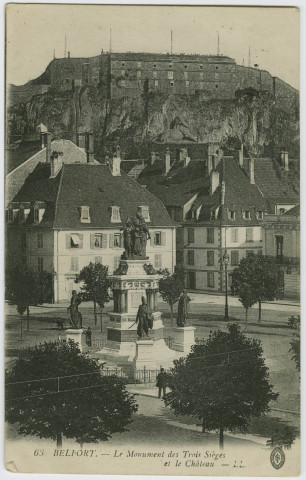 Belfort, le monument des Trois Sièges et le château.