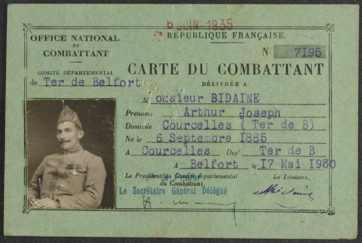 BIDAINE Arthur Joseph