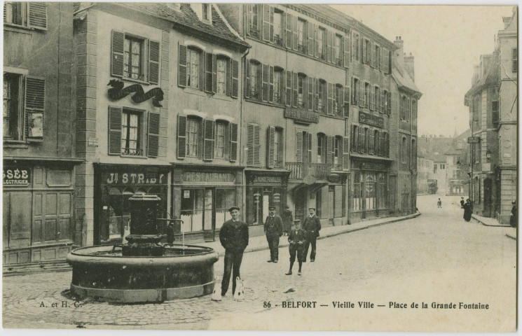Belfort, vielle ville, place de la Grande Fontaine.