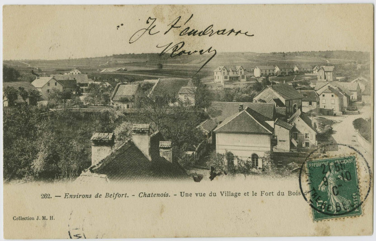 Environs de Belfort, Chatenois, une vue du village et le Fort du Bois d'Oye.