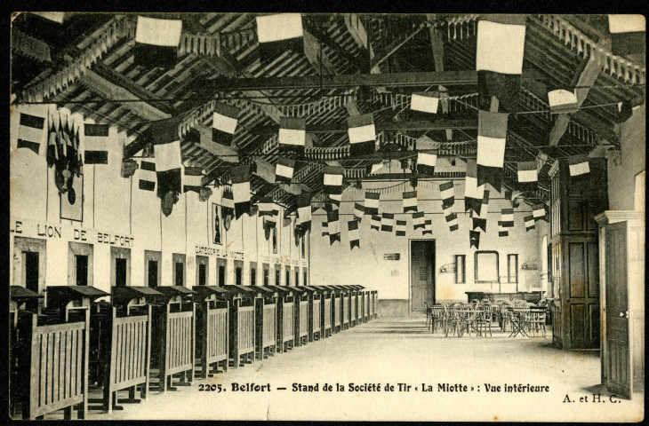 Belfort, stand de la société de tir "La Miotte" : vue intérieur.