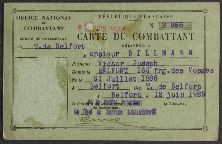 BILLMANN Vicor Joseph