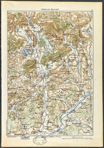 Régions de Belfort, carte des forts.