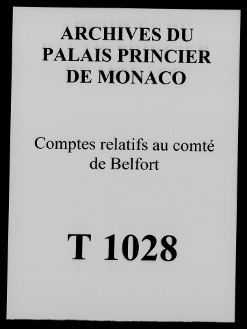 Comptes de François Duval, agent à Belfort.