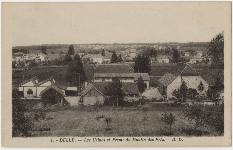 Delle, les usines et ferme du moulin des Prés.