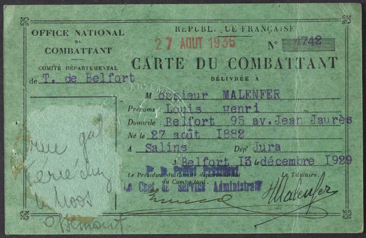 MALENFER Louis Henri