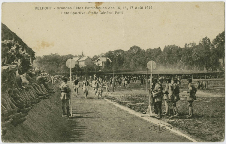 Belfort, grandes fêtes patriotiques des 15, 16, 17 août 1919, fête sportive, stade général Petit.