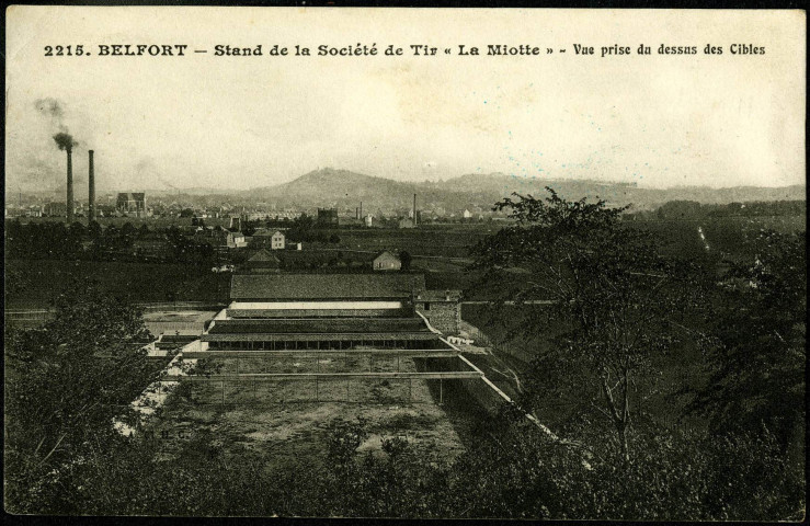 Belfort, stand de la société de tir "La Miotte", vue prise du dessus des cibles.