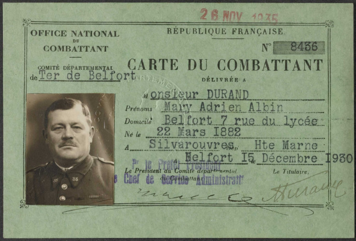 DURAND Mary Adrien Albin