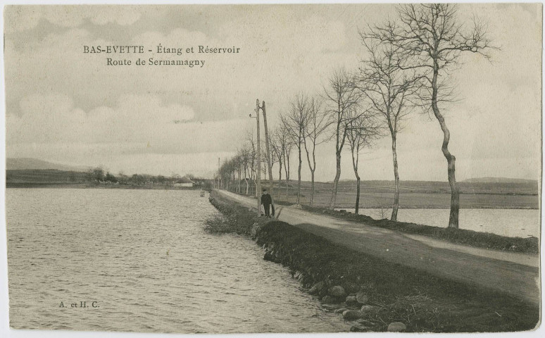 Bas-Evette, étang et réservoir, route de Sermamagny.