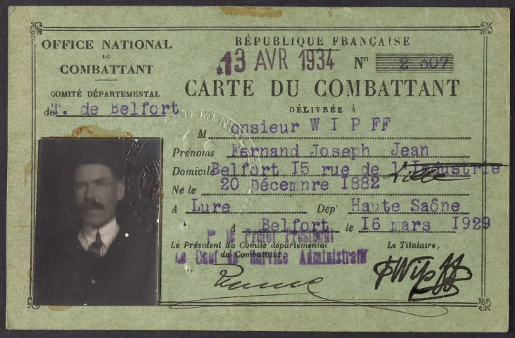 WIPFF Fernand Joseph Jean