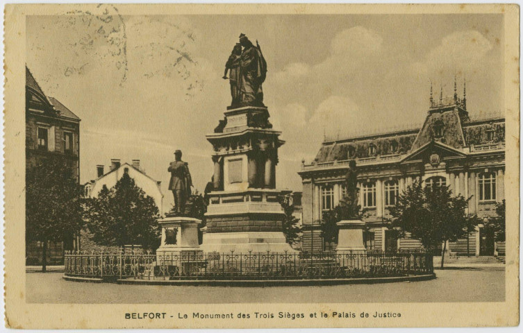Belfort, le monument des Trois Sièges et le palais de justice.
