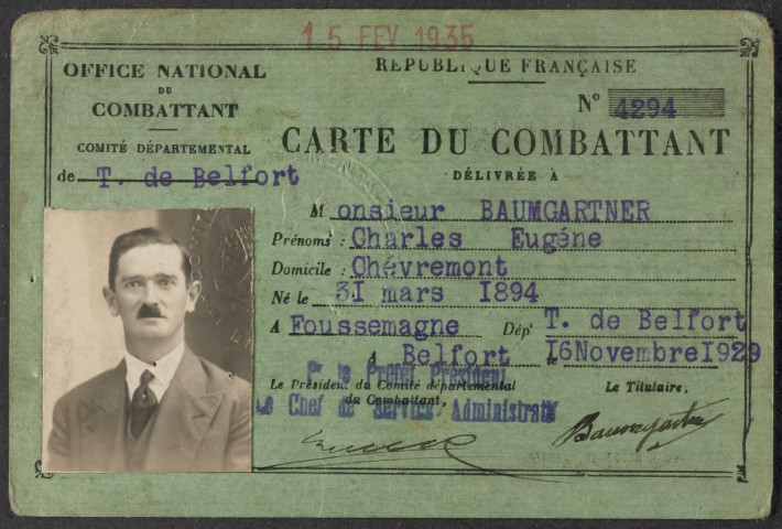 BAUMGARTNER Charles Eugène