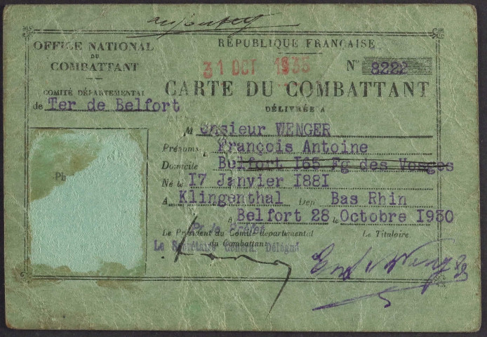 WENGER François Antoine