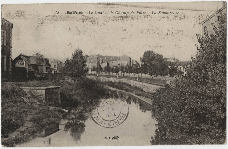 Belfort, le quai et le champ de foire, la Savoureuse.