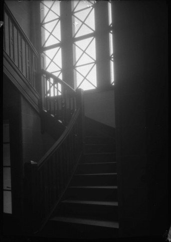 Escaliers, rampe et fenêtre.