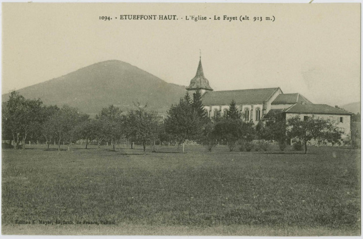 Etueffont-Haut, l'église, le Fayet (alt. 913 m.).