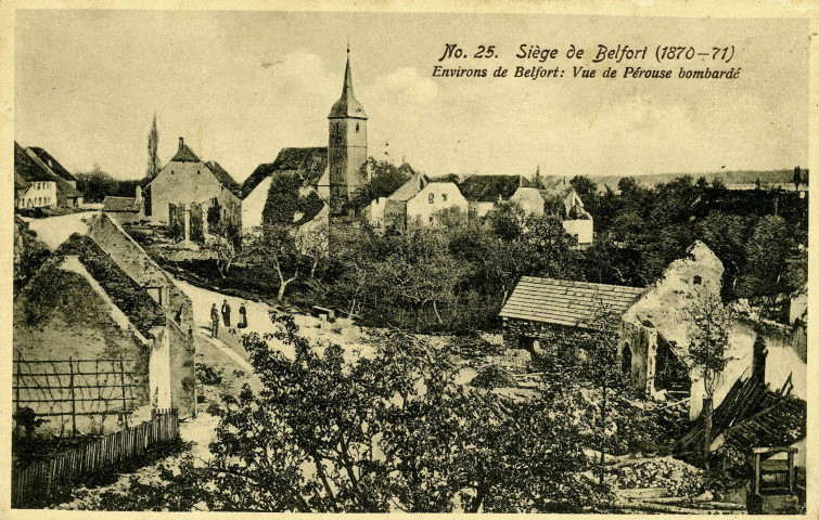 Pérouse (le siège de Belfort 1870-1871), vue de Pérouse bombardé