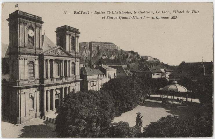 Belfort, église Saint-Christophe, le château, le Lion, l'Hôtel de Ville et statute Quand-Même !