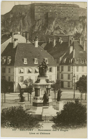 Belfort, monument des 3 Sièges, Lion et château.