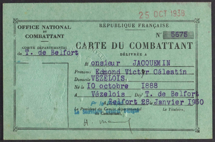 JACQUEMIN Edmond Victor Célestin