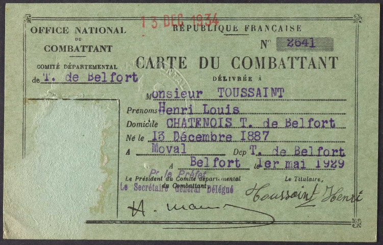 TOUSSAINT Henri Louis