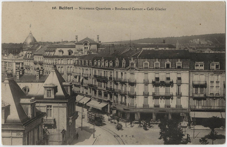 Belfort, nouveau quartier, boulevard Carnot, Café Glacier.