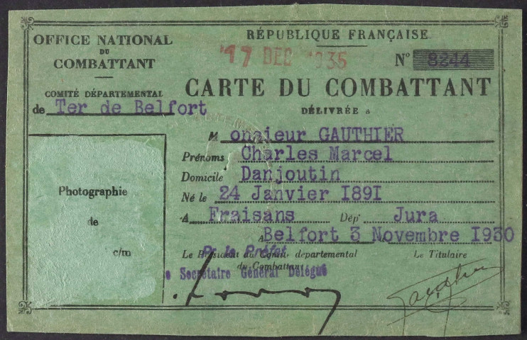 GAUTHIER Charles Marcel