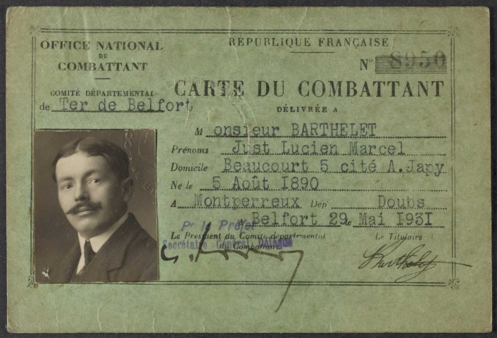 BARTHELET Just Lucien Marcel