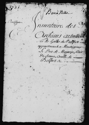 Inventaires généraux des papiers relatifs aux terres d'Alsace.