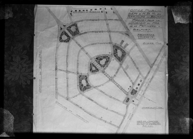 Plan, projet pour le lotissement du Pré de la Pépinière par l'architecte Eugène Lux : négatif souple 12,6x17,6 cm.