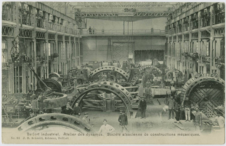 Belfort industriel, atelier des dynamos, Société Alsacienne de Constructions Mécaniques.