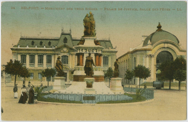 Belfort, monument des Trois Sièges, Palais de justice et Salle des fêtes.