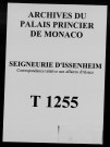 Etat des sommes payées et avancées par de Cathiény (décembre 1736-juillet 1740) pour l'inspection des forêts, comptes rendus par Paul Jules Cathiény, garde des archives, avec pièces justificatives (1737-1741).