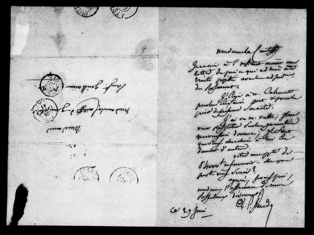 Lettres du sieur Glandaz, avoué à Paris, au sujet des litiges relatifs aux forêts de Ferrette et du Rosemont.