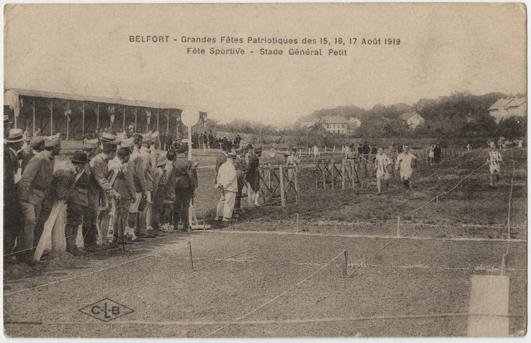 Belfort, grandes fêtes patriotiques des 15, 16 17 août 1919, fête sportive, stade général Petit.