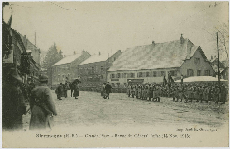 Giromagny (H.-R.), Grande Place, Revue du général Joffre (14 nov. 1915).