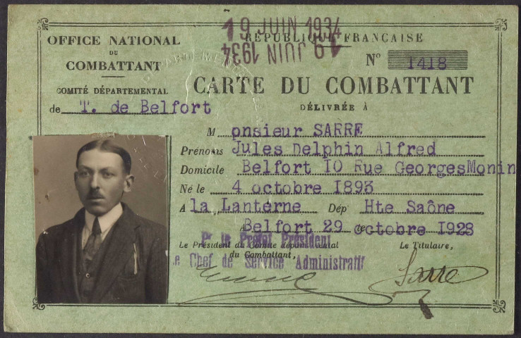 SARRE Jules Delphin Alfred