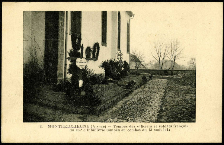 Montreux-Jeune (Alsace), tombes des officiers et soldats français du 235e d'infanterie tombés au combats du 13 août 1914.